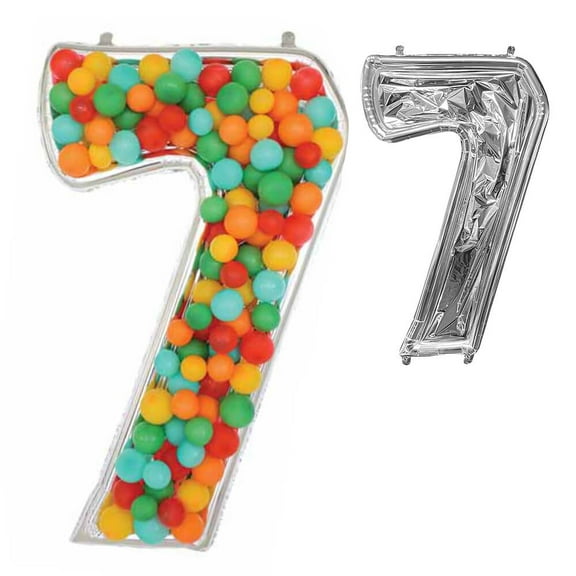 51 inch Balloonformz Mosaic Number 7 - Silver Foil Mylar Balloon - Party Supplies Decorations