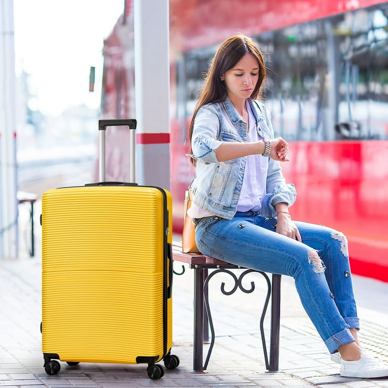 Hikolayae Hardside Spinner Luggage Sets in Yellow, 3 Piece, TSA