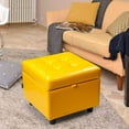 thumbnail image 2 of H&B Luxuries Tufted Leather Square Flip Top Storage Ottoman Cube Foot Rest, 2 of 9