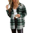 thumbnail image 1 of XINQIHANG Womens Casual Plaid Shacket Button Down Long Sleeve Shirt, 1 of 6