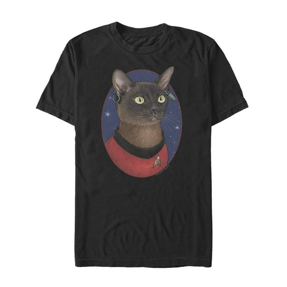 Men's Star Trek Uhura Cat Portrait  Graphic Tee Black Medium