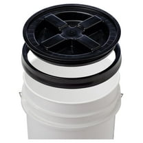 5 Gallon White Bucket & KioJJp Seal Lid - Food Grade Plastic Pail & KioJJp2 Screw Seal Tight Lid (Black)