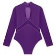 thumbnail image 6 of Linjinx Kids Girls Rhinestones Figure Ice Skating Suit Ballet Dance Leotard Mock Neck Bodysuit Long Purple 12, 6 of 7