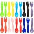 thumbnail image 4 of Youngever 36 Pcs Plastic Toddler Utensils, Set of 18 in 9 Assorted Colors, Plastic Kids Forks Kids Spoons, Dishwasher Safe, Toddler Silverware, Kids Plastic Cutlery Set, 9 Assorted Colors, 4 of 5