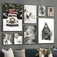 thumbnail image 3 of Arte de pared pintura en lienzo regalo de Navidad, casa verde, ciervo, ardilla, carteles nórdicos e impresiones, imágenes de pared para decoración de sala de estar, 3 of 4