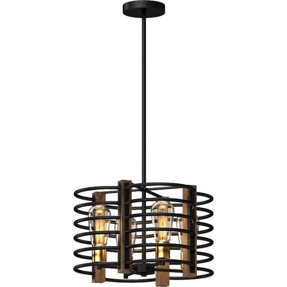 Volume Lighting V6124-10 4 Light 16" Wide Mixed Metals And Wood Accents Single Pendant -