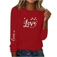 thumbnail image 2 of Wowcloth Women's Long Sleeve Round Neck T-shirt, Valentine's Print Casual Fashion Top for Daily Wear and Valentine's Day, 2 of 4