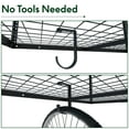 thumbnail image 3 of eShelf 4x8 Heavy Steel Overhead Garage Storage Rack, Adjustable Ceiling-Mounted Organizer with 600lbs Capacity, 4 Hanging Hooks & 22"-40" Height Range, Heavy-Duty Metal Storage System (Black), 3 of 7