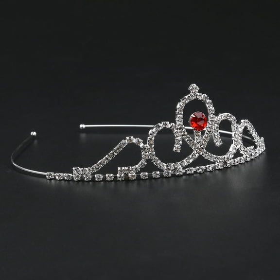 UPOUART Red Bridal Headband with Crystal Rhinestones, Alloy Wedding Hair Accessory for Brides and Special Occasions