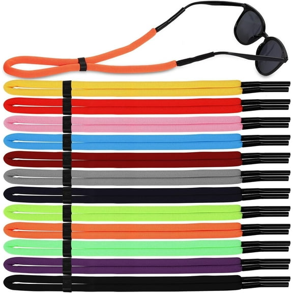 12 Pcs Floating Sunglasses Straps,Floating Sunglass Strap,Adjustable Eyewear Retainer Holder (12 Color)