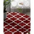 thumbnail image 3 of Fitted Round Tablecloths Table Covers 45-54in,Classic Moroccan Tile Geometric Art Waterproof Elastic Edged Table Cloth for Kitchen Dining Holiday Party Tables Decor,Retro Burgundy, 3 of 6