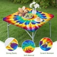 thumbnail image 4 of Colorful Rainbow Tie Dye Spiral Pattern Square Fitted Tablecloth with Elastic Edge,Square Table Cover,Washable Elastic Table Cover for Home Kitchen Party Decor 36"x36", 4 of 6