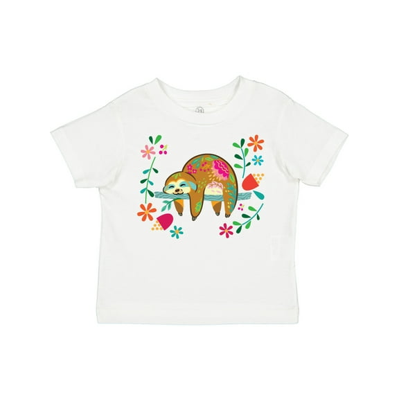 Inktastic Sloth Cute Girls Flowered Girls Toddler T-Shirt