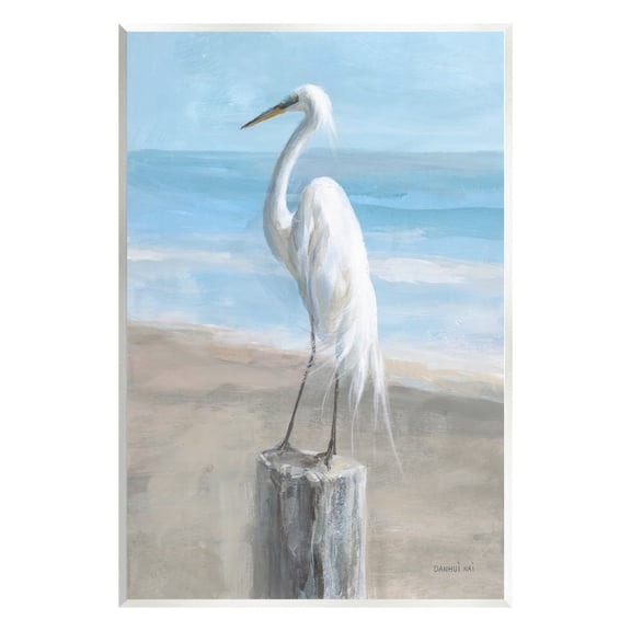 Stupell Industries Egret Coastal Landscape Animals & Insects Painting Unframed Art Print Wall Art, 10 x 15