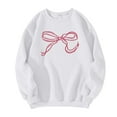 thumbnail image 4 of Sweaters For Women Bow Graphic Oversized Pullover Crewneck Sweatshirts Fall Fashion Tops Polyester White Size S-2Xl Oversized Sweaters For Women, 4 of 5