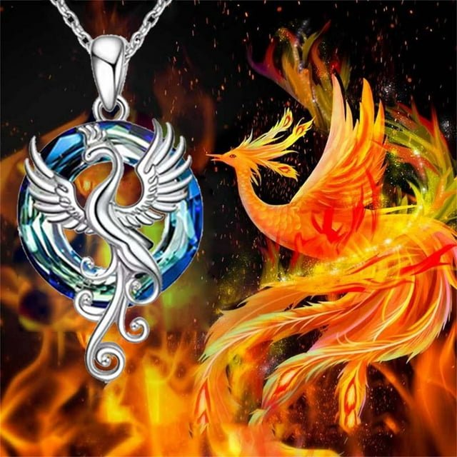 Collar con colgante de pájaro de fuego y cadena ajustable | Joyería de fénix que resurge de las cenizas para mujer | Regalo inspirador de supervivencia para la oficina y la familia