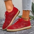 thumbnail image 2 of Womens Shoes,Casual Shoes Round Toe Flat Soled for Comfort Wear Large Casual Shoes for On Design,Shoes for Women,Red,7, 2 of 9