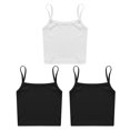 thumbnail image 3 of Alvivi 3 Pcs Kids Girls Camisole Spaghetti Strap Racerback Crop Tank Top Dance Workout Athletic Vest Black&Black&White 12-14, 3 of 4