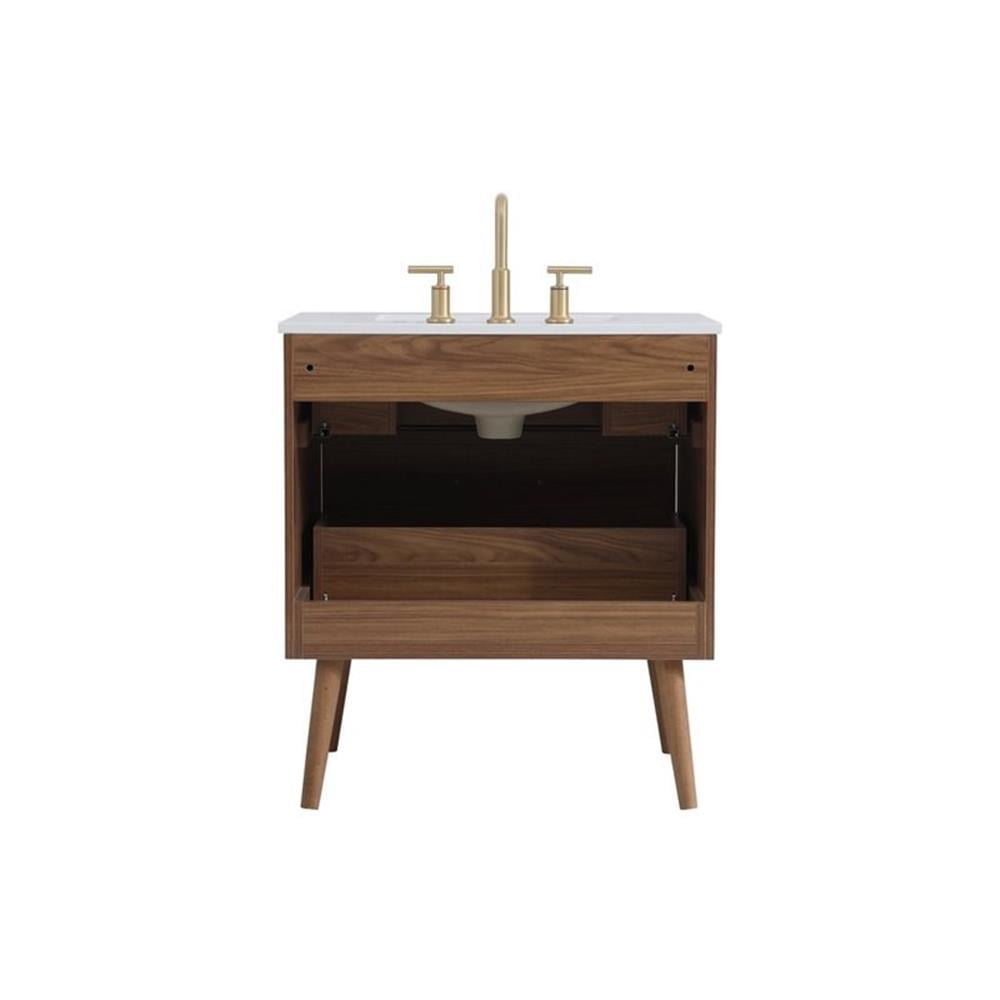 Elegant Kitchen and Bath 30 inch bathroom vanity in Walnut Brown