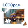 thumbnail image 2 of A Box of 1000pcs Mini Puzzle Featuring a Street Car in Hong Kong Under Lights Design, High Difficulty, Suitable, Family Entertainment. 29.4*19.6 in, 2 of 9