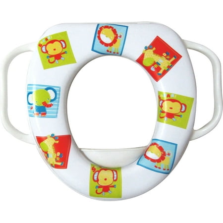 Easy Grip Handles Baby Soft Toilet Potty Trainer Seat Jungle Animals Multicolored