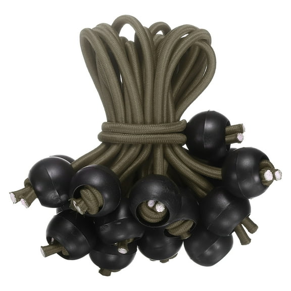 8" Balls Bungee Cords, 20 Pcs Bungee Cords with Balls Elastic Tarp Tie Downs for Tents(Khaki/Black)