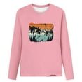 thumbnail image 4 of IROINNID Pink Tops for Women Spring Graphic Printed Long Sleeve Round Neck Casual Tee ,Pink, 4 of 5