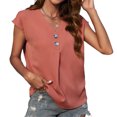 thumbnail image 4 of Top Suelto Casual De Verano, Blusa De Gasa De Manga Corta Para Mujer Poliéster Sedoso Lavable A Máquina Para Eventos De Negocios ZAQW Rosa XL, 4 of 5
