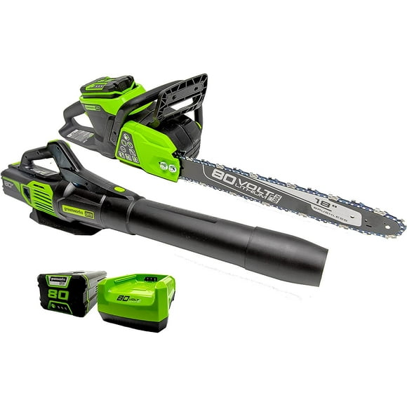 Greenworks PRO 80V 18-Inch Chainsaw + Blower, 2.0 AH Battery and Charger Included