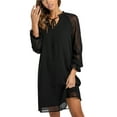 thumbnail image 4 of VISgogo Vestido Corto Mujer, Color Sólido Escote en V Manga Larga Amarre Volante Suelto Una Pieza para Primavera Otoño, S/M/L/XL VISgogo moda, 4 of 9