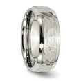 thumbnail image 4 of Auriga Fine Jewelry Stainless Steel Brushed Polished and Hammered 8 mm Beveled Edge Band for Women Size 9, 4 of 6