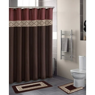 Bath Fusion Zaragoza Linen/Chocolate 15-Piece Bath Rug and Shower Curtain  Set ECB0013144 - The Home Depot