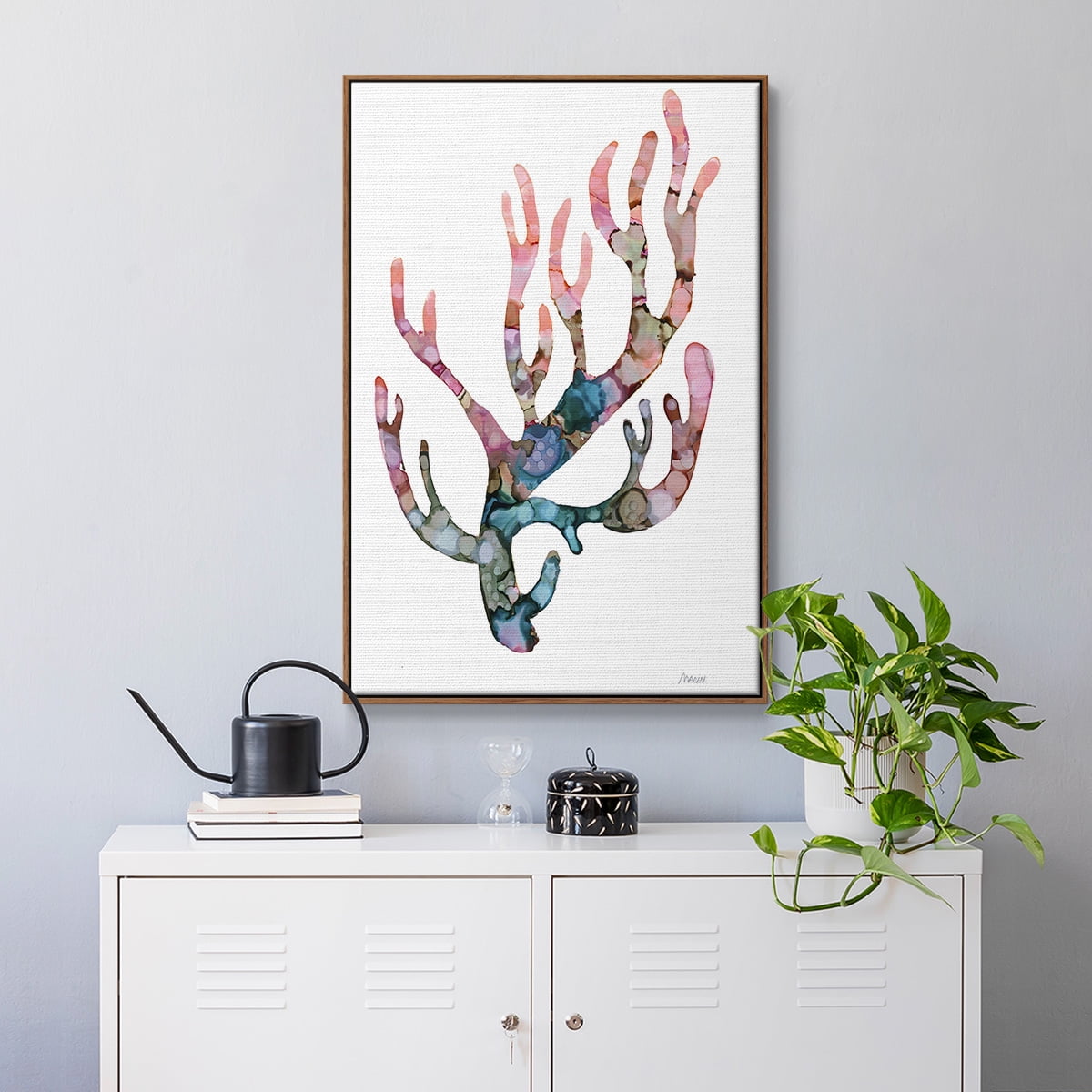 Sea Coral II Framed Premium Gallery Wrapped Canvas - Ready to Hang - 25 x 37 - Walnut Floating Frame