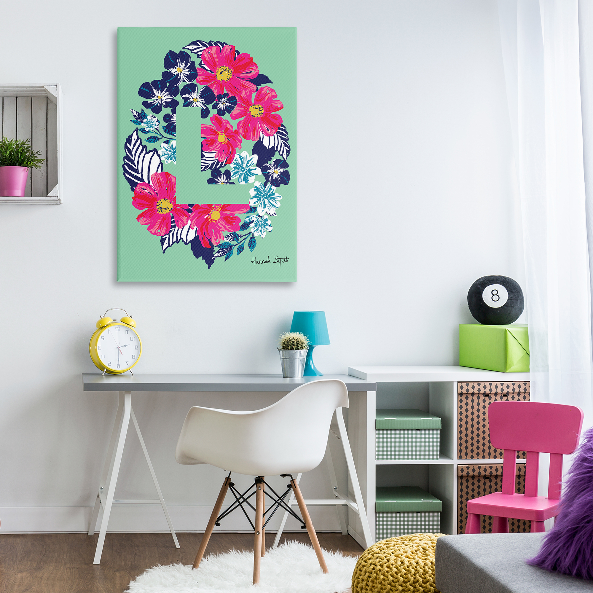 Stupell Industries Floral Bloom Letter L Botanical & Floral Painting Gallery Wrapped Canvas Art Print Wall Art, 30 x 45
