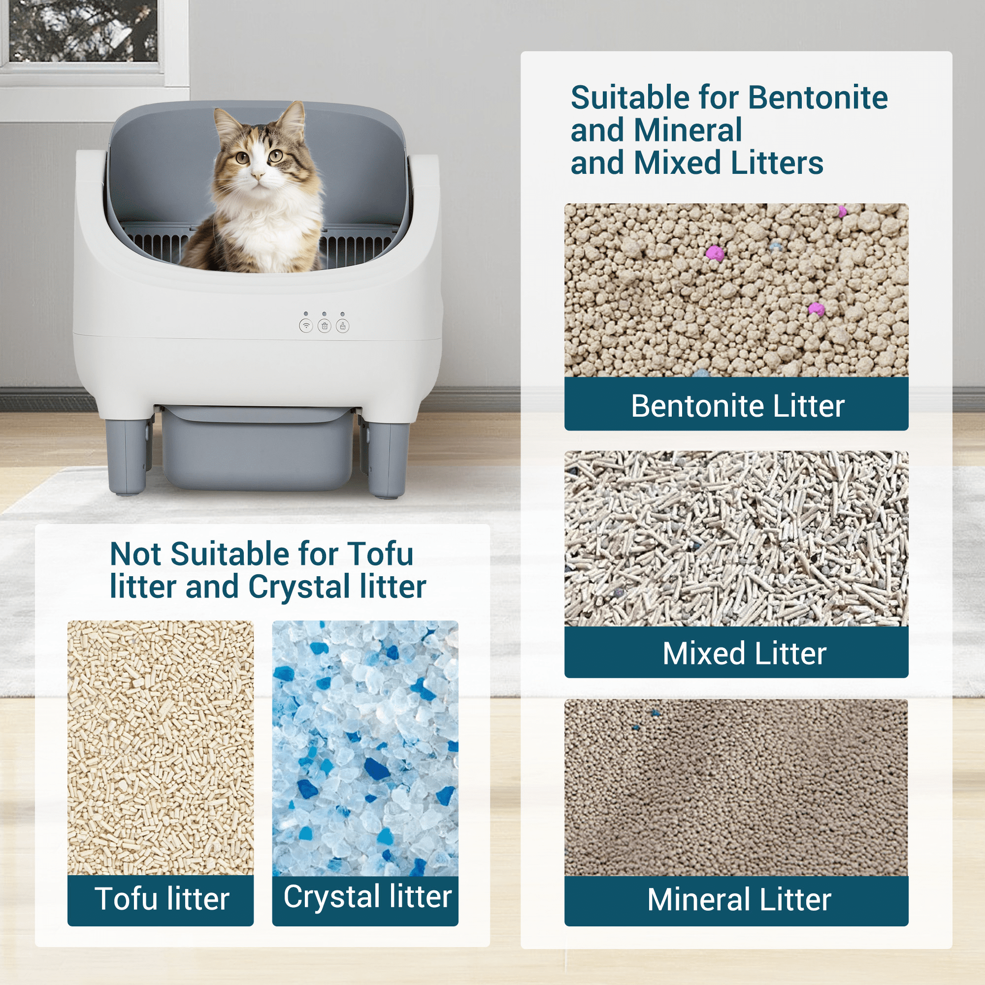 Automatic Self-Cleaning Cat Litter Box with APP Control – Open-Top, 10.5L Odor-Free Waste Bin, 7-Layer Safety Sensors – Ultra-Quiet for Multiple & Large Cats, 2.4G WiFi