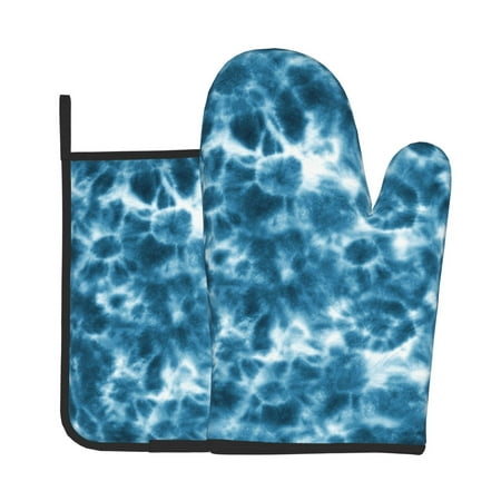 

Gaeub Blue Tie Dye Print Oven Mitts and Pot Holders Sets of 2 Heat Resistant Pad Cooking Gloves for Baking BBQ Home Decor