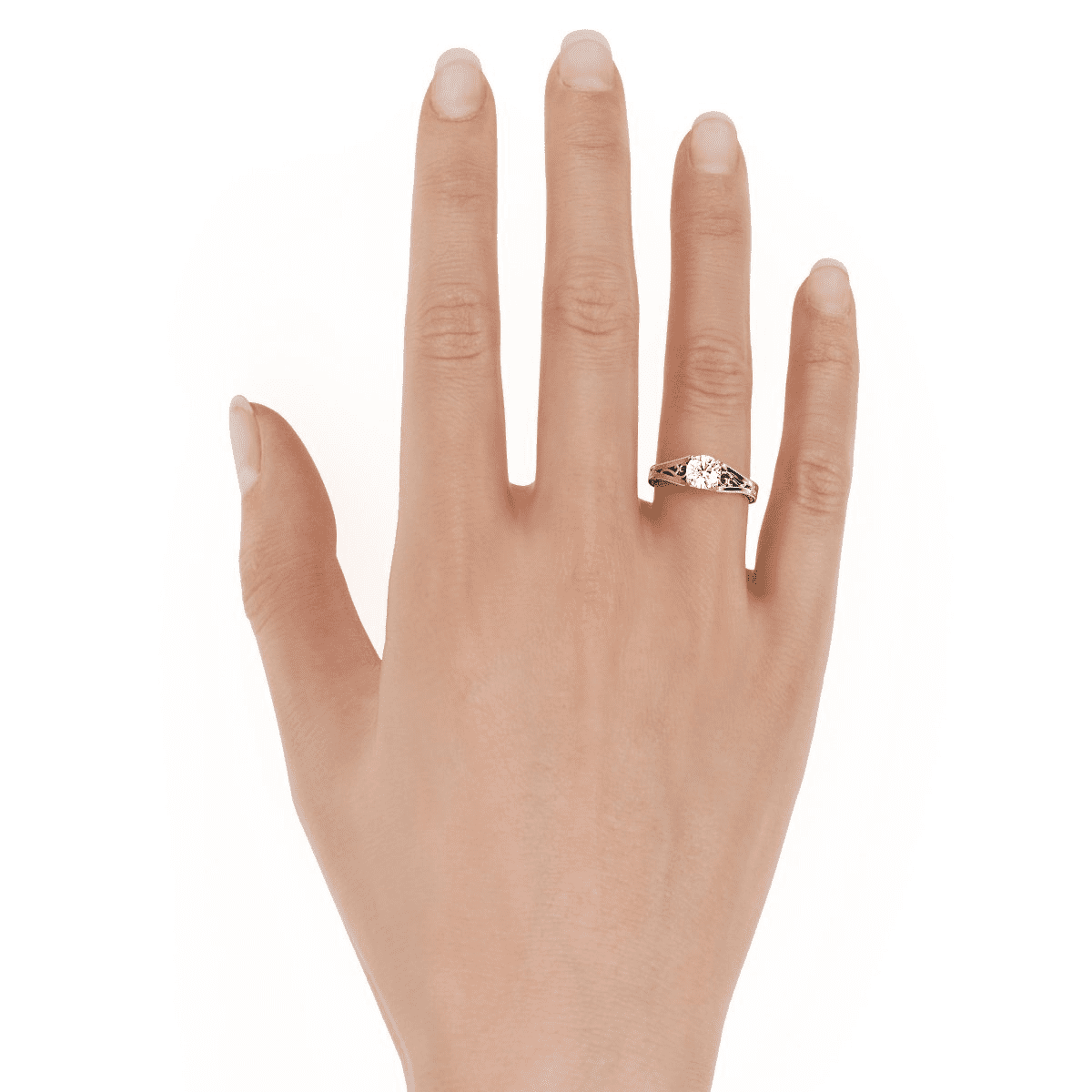 HeartsAndYou 1.2ct Round Cut Moissanite Engagement Ring for Women 18k White Gold Over Silver Antique Inspired Filigree
