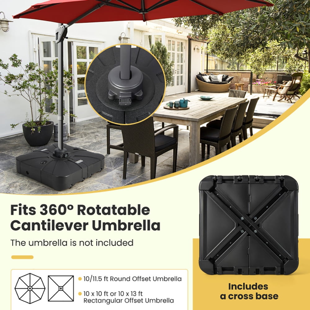 Aimee Lii 33.5 x 33.5 Inch Fillable Cantilever Umbrella Base with Wheels, Umbrella Stand Outdoor Base Aimee Lii 33.5 x 33.5 Inch Fillable Cantilever Umbrella Base with Wheels, Umbrella Stand Outdoor Base