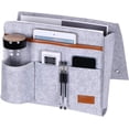 thumbnail image 3 of Bolsillo de fieltro gris para cama, organizador para cama, sofá, bolsa de almacenamiento colgante junto a la cama, para botellas, revistas, control remoto, teléfono, tabletas y libros, 3 of 5