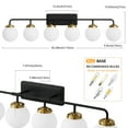 thumbnail image 6 of Deyidn 6-Light Modern Vanity Light, Black and Gold Bathroom Light Fixture with Milk White Glass Globes, 45 Inch Bathroom Wall Sconce for Mirror, 6 of 11