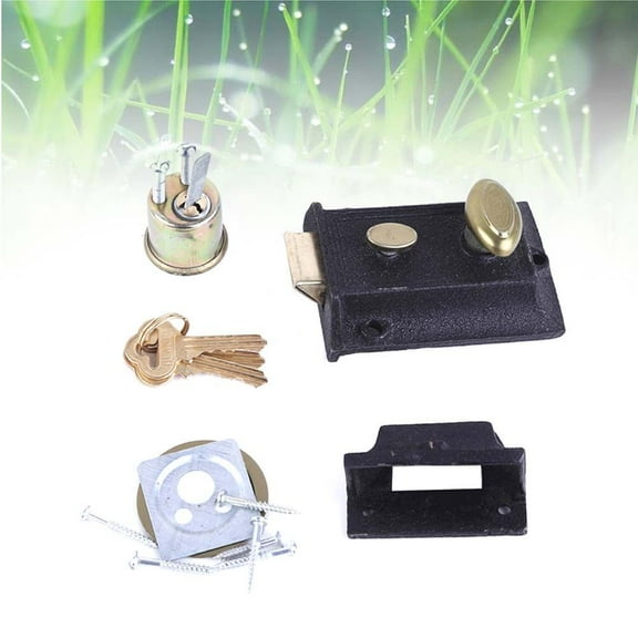 OFFIGAM Iron Cast Door Lock with Brass Knobs for Home Exterior Doors Security