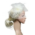 thumbnail image 2 of Clearance! Baberdicy Flower Cocktail Tea Party Headwear Feather Fascinators Top Hat for Women White, 2 of 5