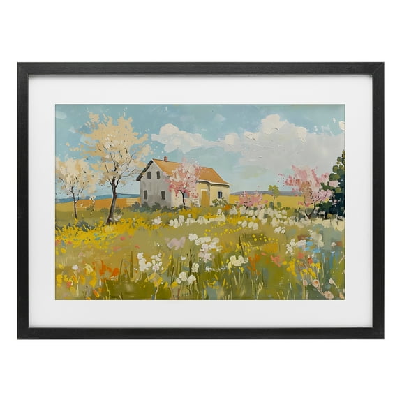 Stupell Industries Spring Barn Scene Black Framed Print Under Glass design by LSR Creative Studio, 14 x 20