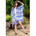 thumbnail image 2 of Brisas Tie and Dyed Handcrafted Beach Cover Up for Women Used as Swimsuit, Cardigan, Kimono, Kaftan Travel and Holiday - Blue Green Shibori Silk Rayon, 2 of 5