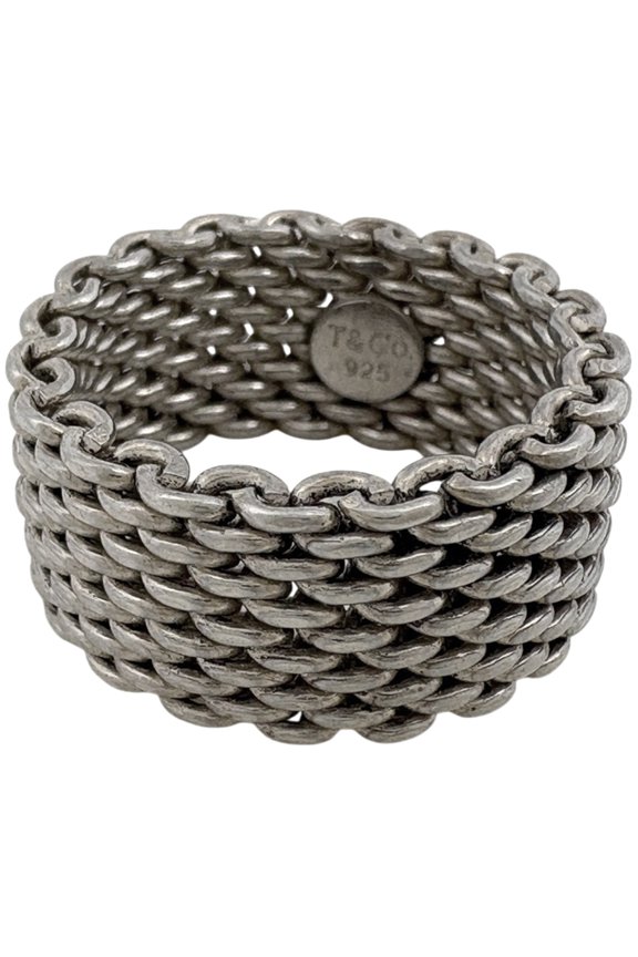 Pre-Owned Tiffany & Co. Somerset Mesh Ring, Sterling Silver 925, Women's Ring