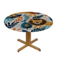 thumbnail image 3 of WYYP Lions Leaves Jungle Round Tablecloth Waterproof 100% Polyester Fiber White, 3 of 8