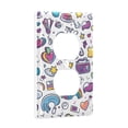 thumbnail image 2 of Yayeee Duplex Wall Plate 1-Gang 4.5"x2.7" Home Receptacle Light Switch Decorative Outlet Cover, Purple Doodle Pattern, 2 of 7