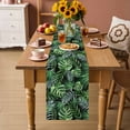 thumbnail image 2 of Green Tropical Botanical Table Runner 90 Inches, Summer Monstera Palm Leaves Black Bed Runner Dresser Scarves Tabletop for Indoor Outdoor Parties/Ceremony/Banquet, 13" x 90", 2 of 9