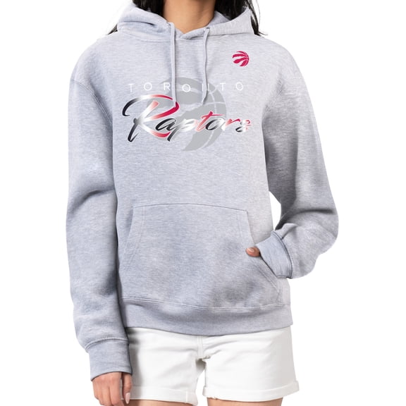 Women's G-III 4Her by Carl Banks Gray Toronto Raptors Shadow Logo Tri-Blend Fleece Hoodie