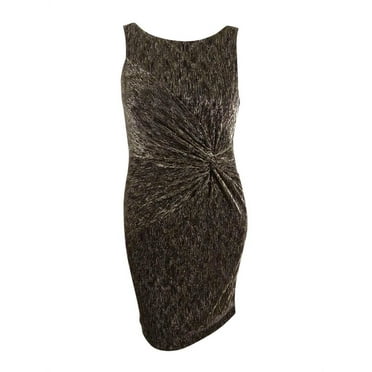 Calvin Klein Women's Textured Metallic Twist-Front Dress (8, Black/Gold)